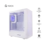 Case sin fuente Gamer TEROS TE-1329G, ITX, M-ATX, ATX, 3.5" y 2.5", Blanco